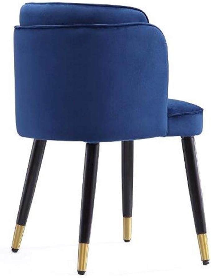 Manhattan Comfort Zephyr Modern Velvet Dining Chair, Solid Wood Frame with Gold-Tipped Splayed Legs, High Density Foam Padding, Vintage Design, Tulip Inspired Accent Furniture, Royal Blue
