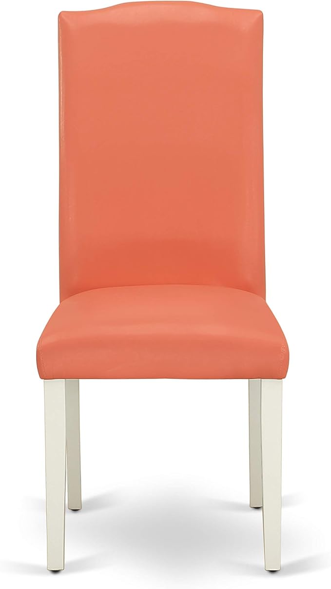 East West Furniture LGEN5-LWH-78 5 Piece Dinette Set Includes a Rectangle Dining Room Table with Butterfly Leaf and 4 Pink Flamingo Faux Leather Parsons Chairs, 42x84 Inch, Linen White