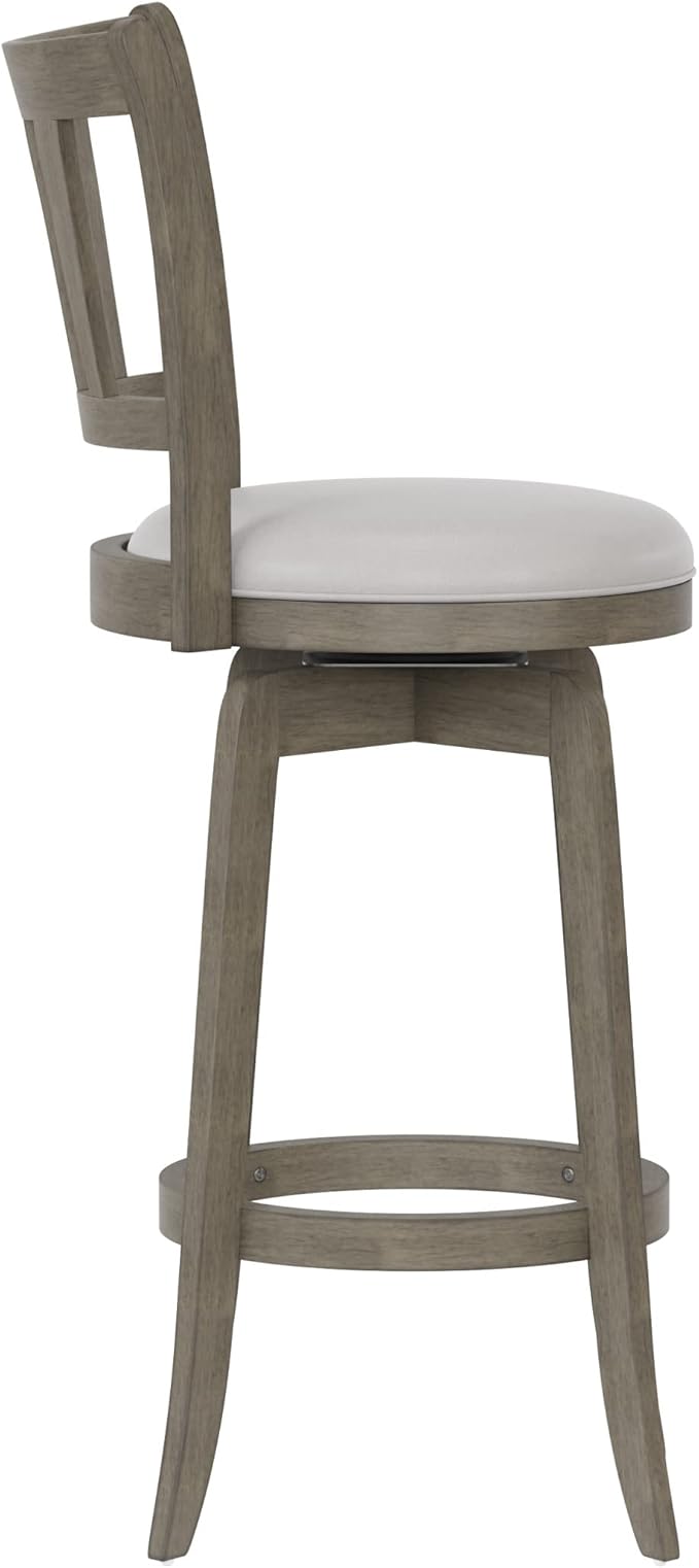 Hillsdale, Presque Isle Wood Bar Height Swivel Stool, 19"D x 17.5"W x 43.5"H, Aged Gray