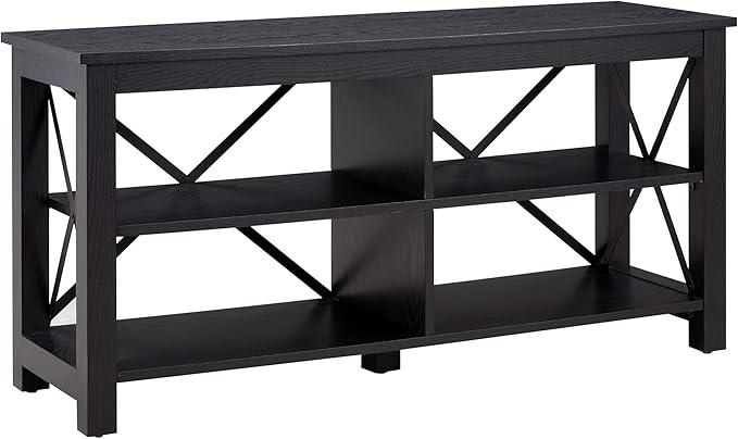 Henn&Hart Rectangular TV Stand for TV's up to 55" in Black, TV Stands for the Living Room
