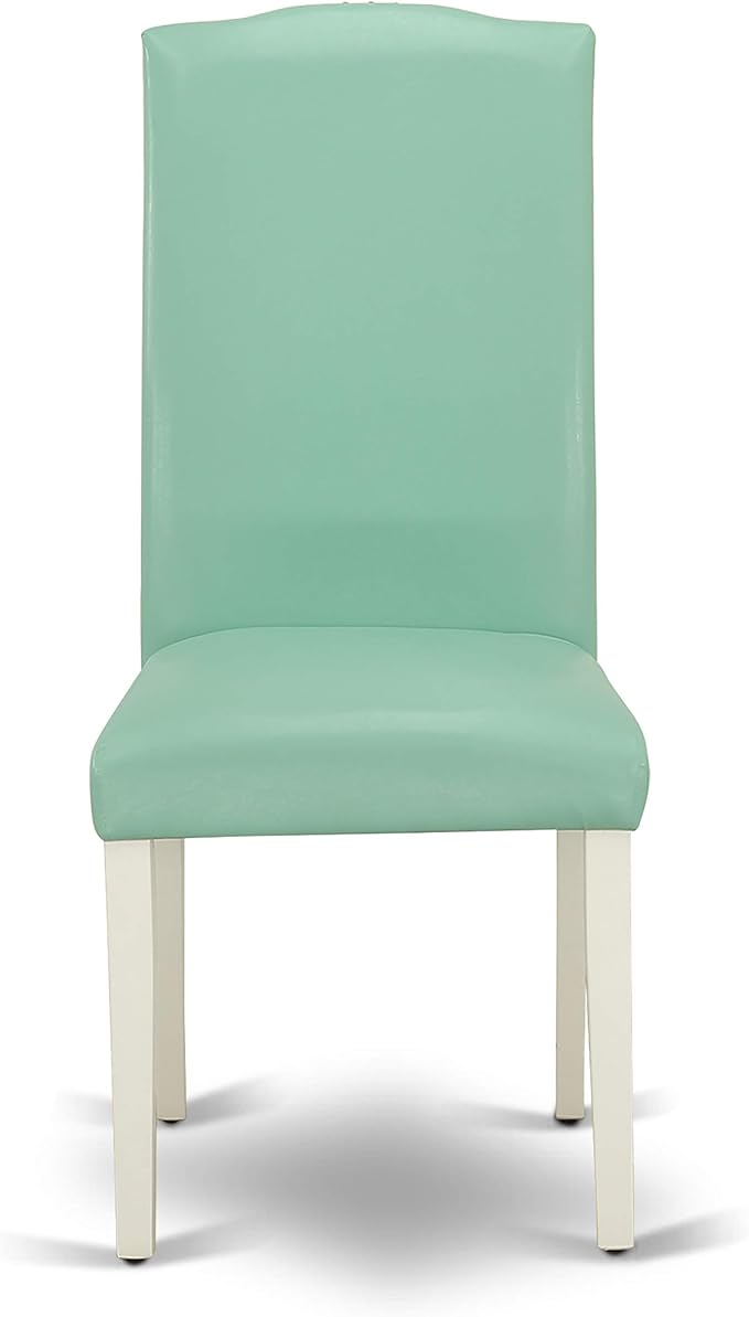 East West Furniture OXEN5-LWH-57 5 Piece Kitchen Table & Chairs Set Includes a Square Dining Room Table and 4 Pond Faux Leather Parsons Dining Chairs, 36x36 Inch, Linen White