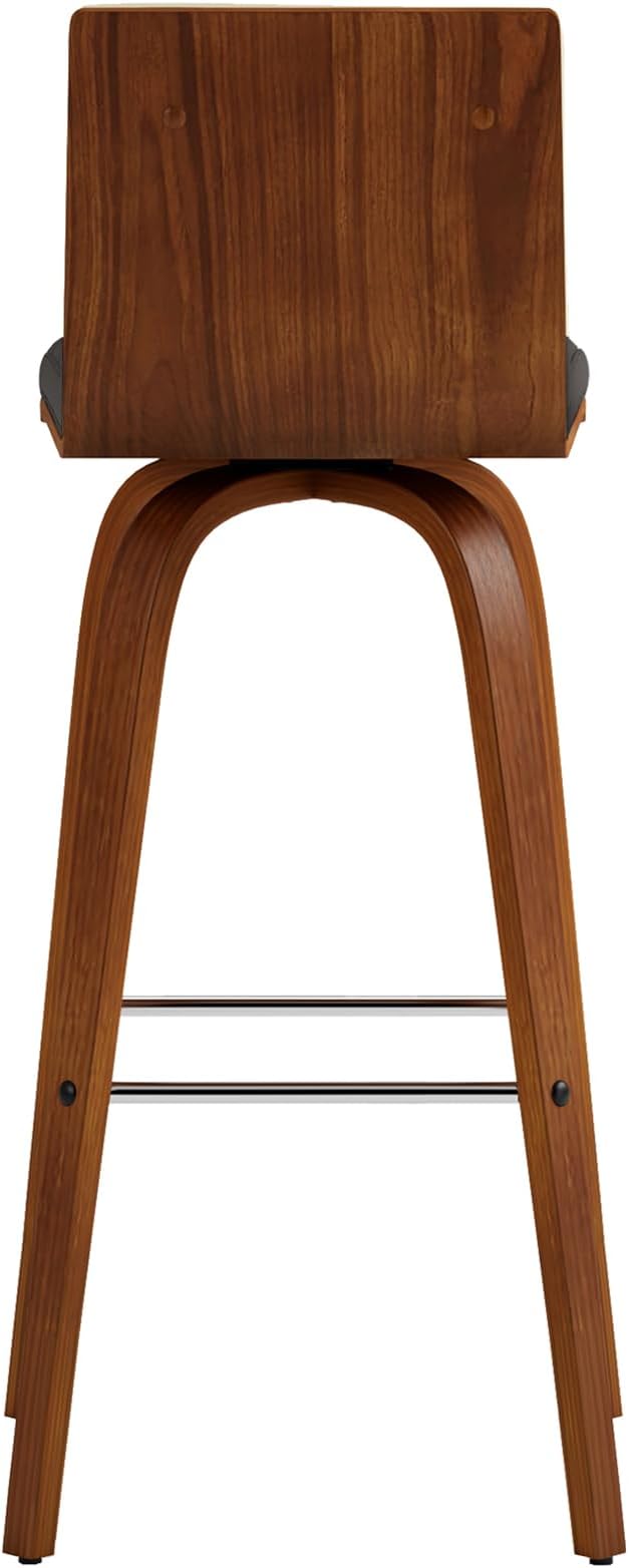 Vienna 30" Swivel Bar Stool in Walnut Wood Finish with Gray Faux Leather - Set of 3