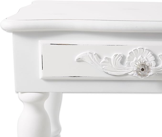 Carved White Side Table