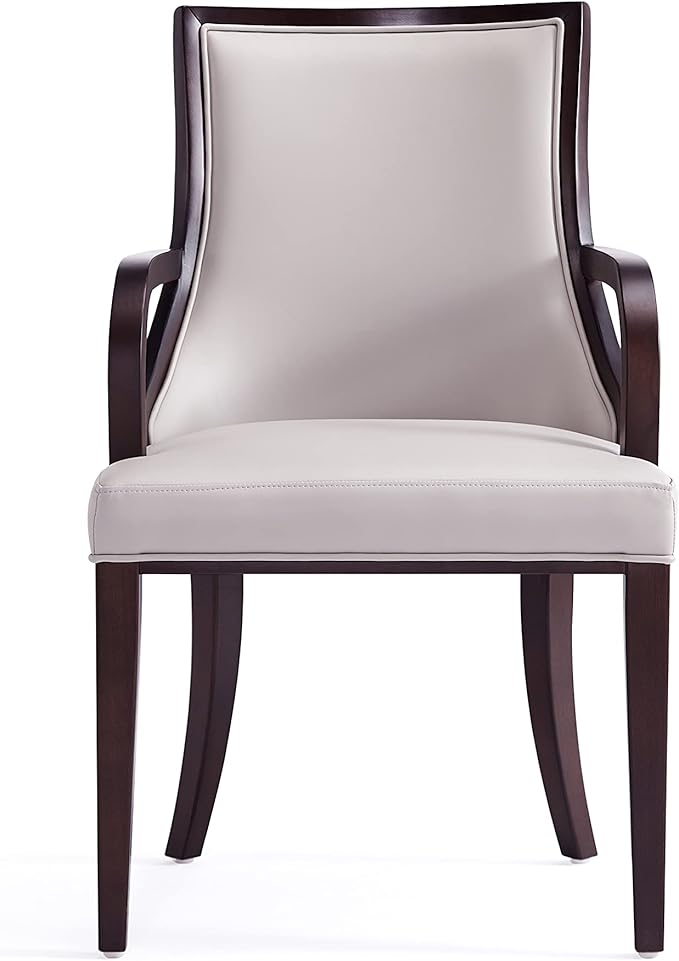 Manhattan Comfort Grand Faux Leather 8-Piece Dining Chairs in Light Grey