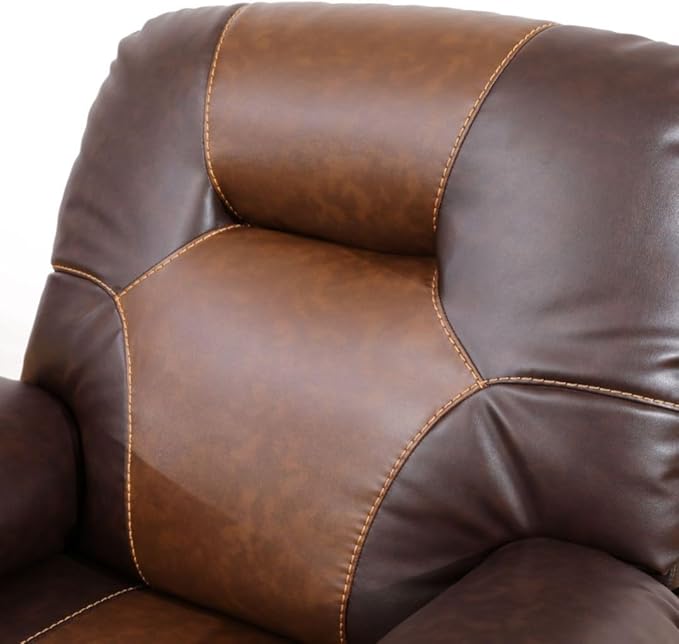 Manual Breathing Leather Recliner Sofa, Leather Recliner Couch, Comfortable Wide Lazy Leather Sofa for Living Room (Brown, 3-Piece)