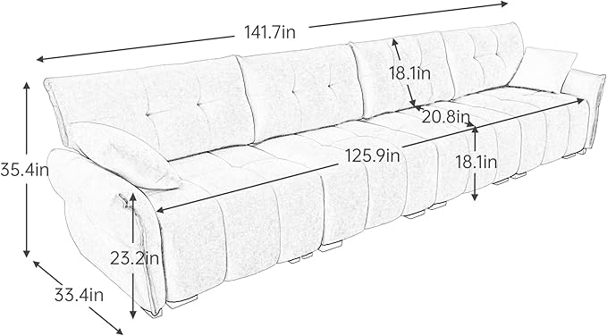 Modern Chenille Fabric 4-Seat Sofa w/ 2 Pillows, Premium Upholstery Living Room Couch with Tufted Backrest & Comfortable Armrests and High-Resilience Memory Foam Cushions,Blue