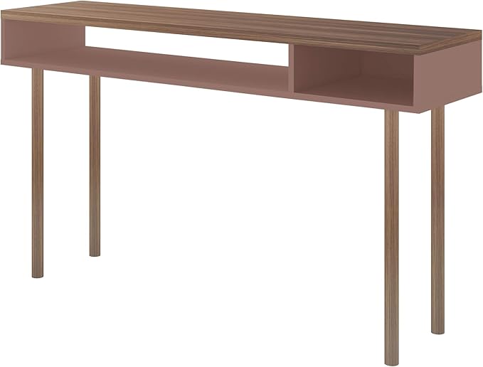 Manhattan Comfort Windsor Modern 2 Shelves Entryway Accent Console Table, 47.24", Ceramic Pink and Nature
