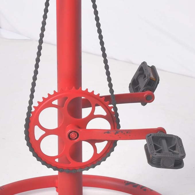 Topower Vintage DIY Bar Stool Bicycle Chain Iron Pedal Retro Industrial Height Adjustable Bicycle Wheel Design bar Chair Set of 2 Antique Red