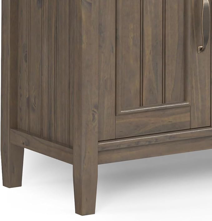 SIMPLIHOME Lev SOLID WOOD 72 Inch Wide Contemporary TV Media Stand in Smoky Brown for TVs up to 80 Inches, For the Living Room and Entertainment Center