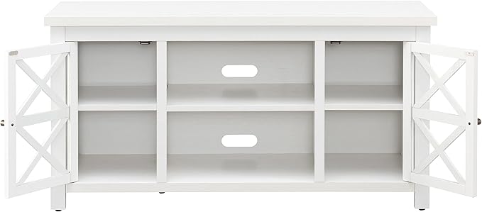 Henn&Hart Rectangular TV Stand for TV's up to 55" in White, TV Stands for the Living Room