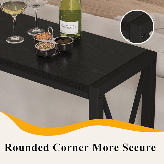 BON AUGURE Bar Table, 55 in Counter Height Pub Table, Tall Narrow Behind Couch Sofa Table, High Top Wood Long Console Tables for Home, Living Room (Black Oak)