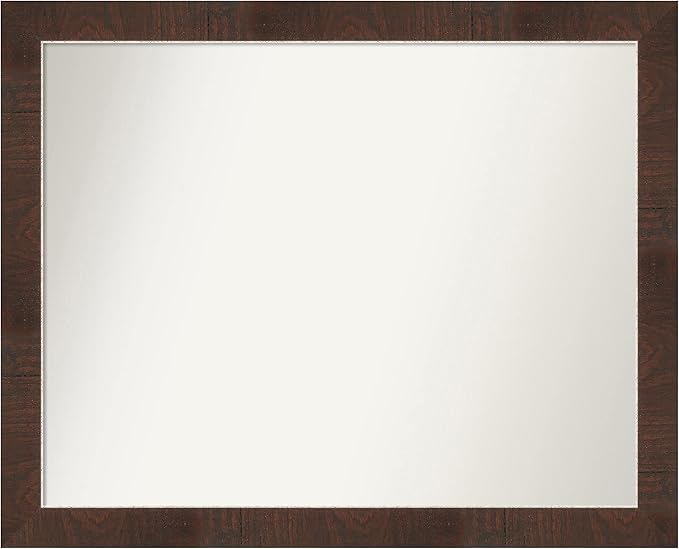 Amanti Art Brown Bathroom Mirror for Over Sink, 27x33 Wildwood Brown Rectangle Vanity Mirror, Large Country Rustic Frame, Hangs Horizonally and Vertically, Bathroom Wall Decor, Non-Beveled Edge