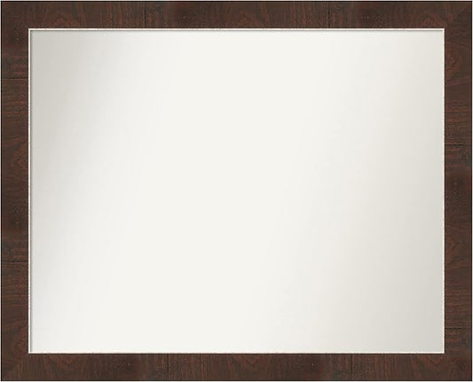 Amanti Art Brown Bathroom Mirror for Over Sink, 27x33 Wildwood Brown Rectangle Vanity Mirror, Large Country Rustic Frame, Hangs Horizonally and Vertically, Bathroom Wall Decor, Non-Beveled Edge