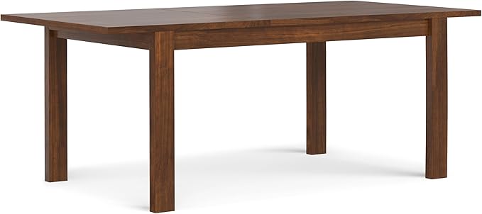 SIMPLIHOME Wilson Extendable Dining Table, Solid Wood Walnut Veneer, 60-76 x 36 inches, Transitional-Style Rectangular Expandable Kitchen Table for up to 6+ People