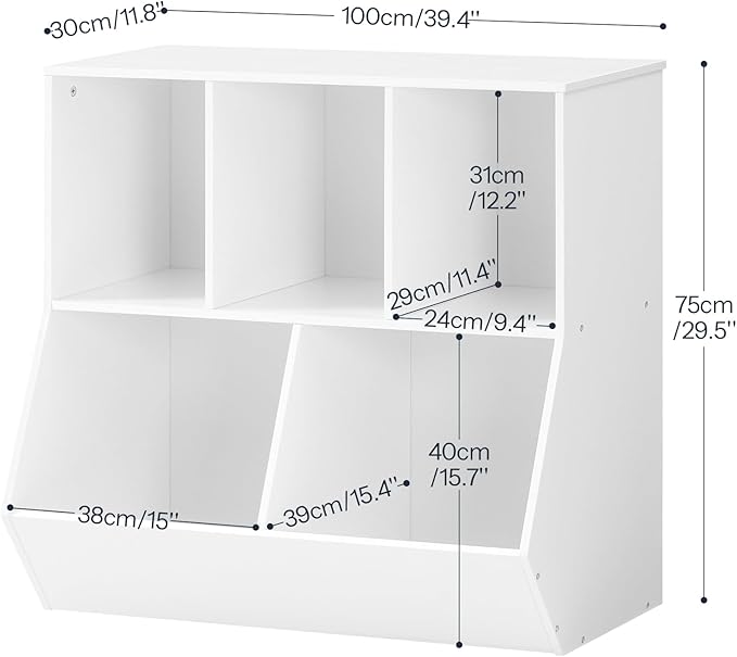 HOOBRO Kids Bookshelf - 39.4" L Toy Storage Cabinet, Bookcase Footboard, Cubby Shelf, Fit for Children's Room, Playroom, Hallway, Kindergarten, White WT132CW01