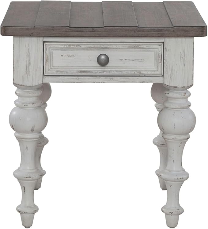 Liberty Furniture River Place Living Room Opt 3 Piece Set - Lift Top Cocktail Table, 2 End Tables - Riverstone White & Tobacco