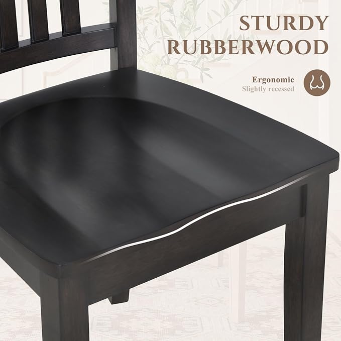 COLAMY Wooden Dining Chairs Set of 4, Spindle High Back Windsor Kitchen Side Chair, Farmhouse Dining Chairs for Kitchen and Dining Room, Dark Brown