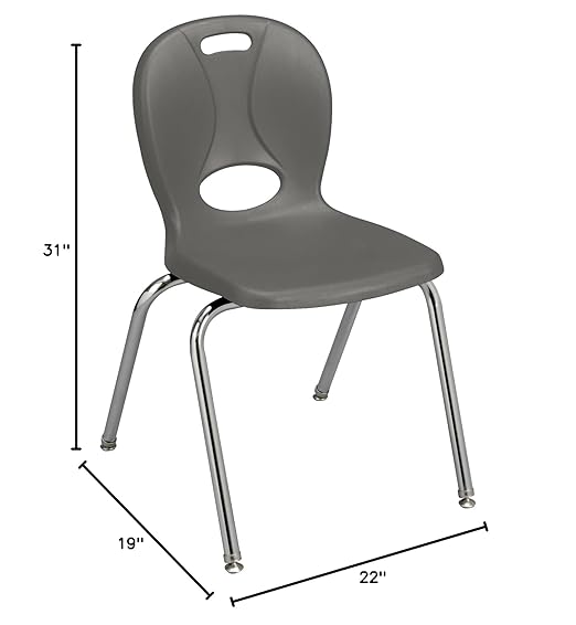 Learniture LNT-118-CSW-GT Learniture Structure Series School Chairs for Classroom, 18" Seat Height, Graphite, Pack of 4