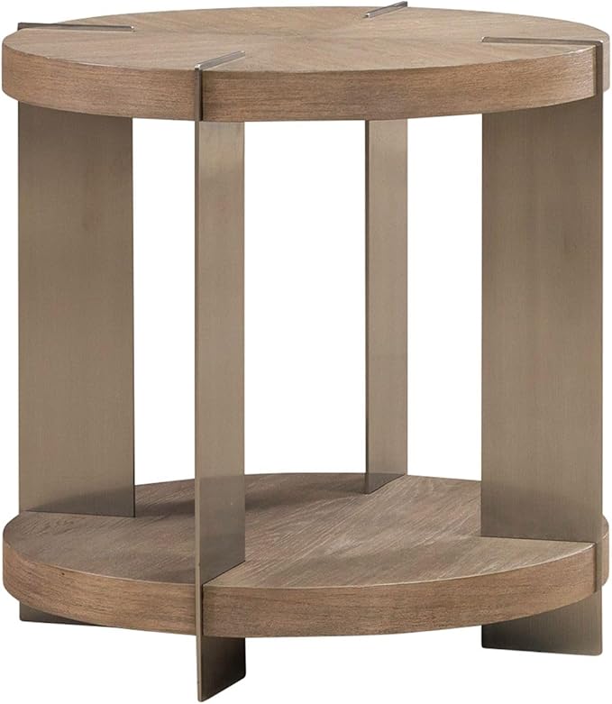 Liberty Furniture Harlow Living Room Round End Table - Sandstone & Satin Nickel