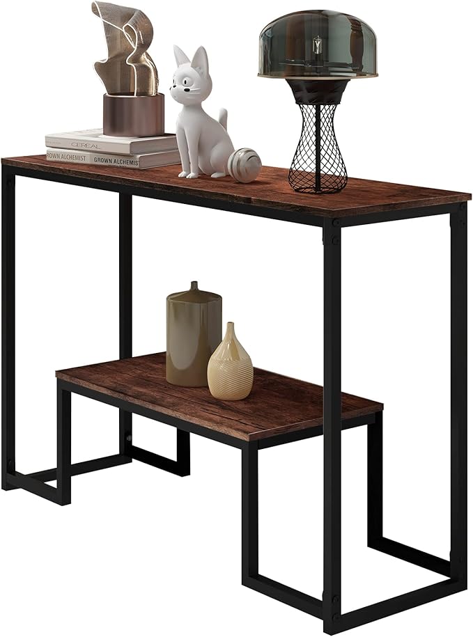 HOMERECOMMEND Console Table Narrow Sofa Tables Industrial Entryway Tables Rustic Hallway Table Foyer Table for Entryway,Hallway, Sofa,Living Room,Kitchen Rustic Brown