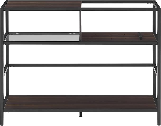 Crosley Furniture Provo Console Record Player Stand with Storage for Vinyl Records, Matte Black/Brown