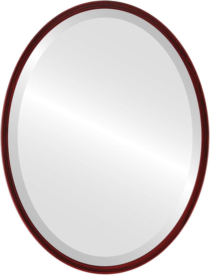 OVALCREST - Oval Wooden Beveled Wall Mirror for Home Decor, Bathroom, Vanity, Bedroom, Living Room, Hallway - London Style (Black Cherry) 17.1 x 21.1