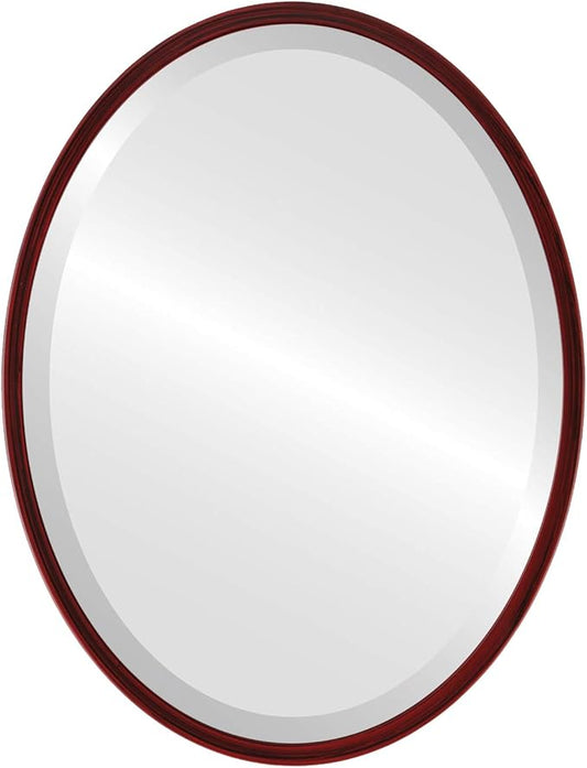 OVALCREST - Oval Wooden Beveled Wall Mirror for Home Decor, Bathroom, Vanity, Bedroom, Living Room, Hallway - London Style (Black Cherry) 17.1 x 21.1