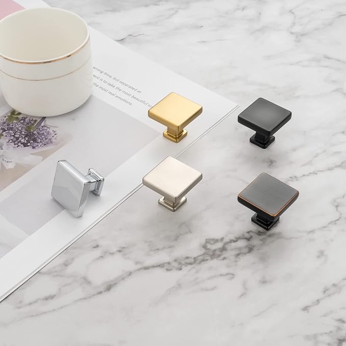 KOOFIZO 30 Pack Oil Rubbed Bronze Cabinet Knobs Bronze Drawer Knobs K08 Square Single Hole Cabinet Pulls for Cabinets Drawer Dresser Cupboard Bedroom Closet Bathroom Vanity