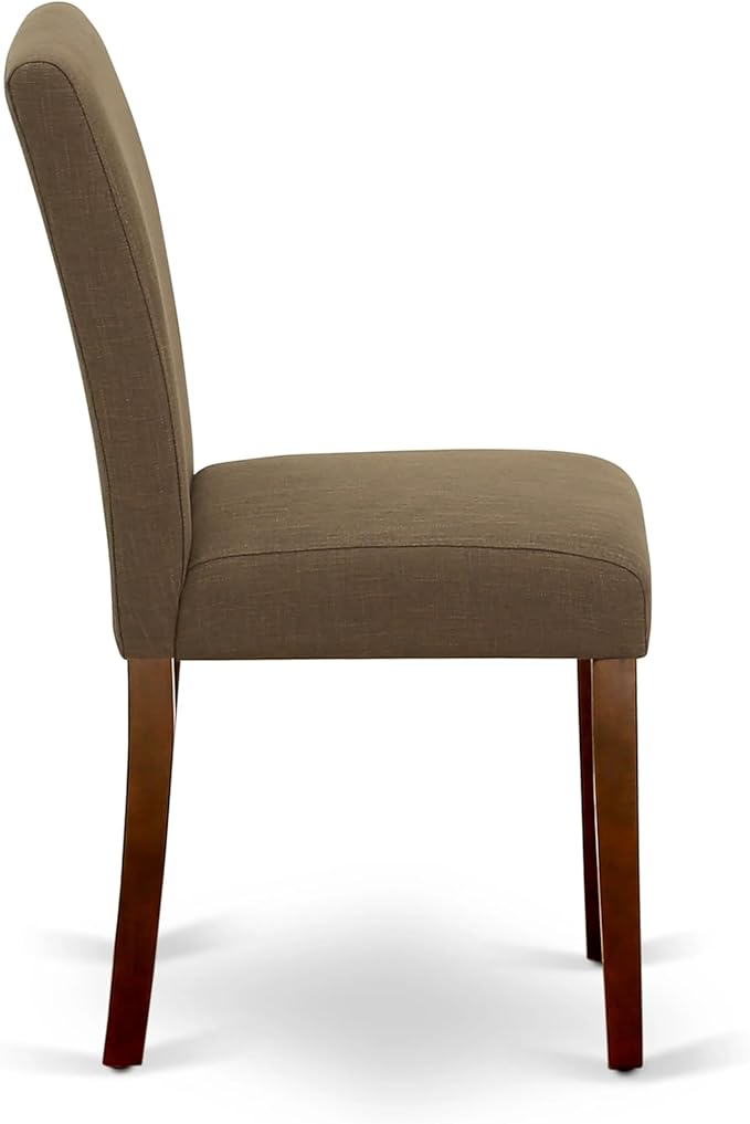 East West Furniture ANAB5-MAH-18 5 Piece Dining Table Set for 4 Includes a Round Kitchen Table with Pedestal and 4 Coffee Linen Fabric Upholstered Chairs, 36x36 Inch, Mahogany