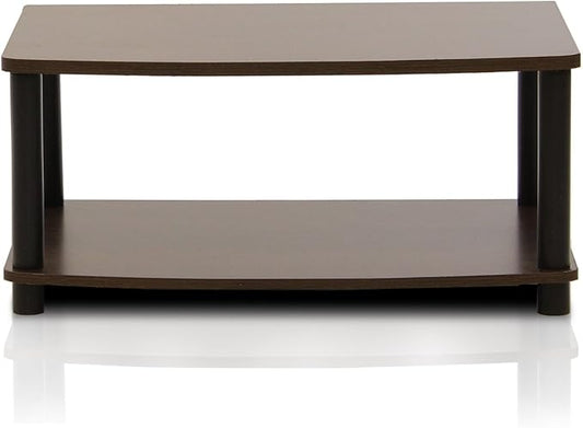 Furinno Turn-N-Tube 2-Tier TV Riser, Small Elevated No Tools TV Stand for TV up to 32 inch, 15.8" x 23.8" x 11", Dark Brown/Black