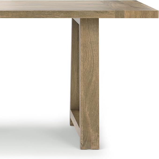 SIMPLIHOME Whitley Dining Table - 72 inch Wide Solid Mango Rectangular Kitchen Table with Trestle Base in Grey Wash, Modern Farmhouse Style for Dining Room or Family Room, Seats 6