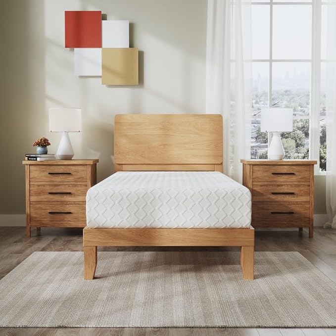 Signature Design by Ashley Twin Size Chime 10 Inch Medium Firm Memory Foam Mattress with Green Tea & Charcoal Gel for Pressure Relief, Fiberglass Free, Mattress In A Box