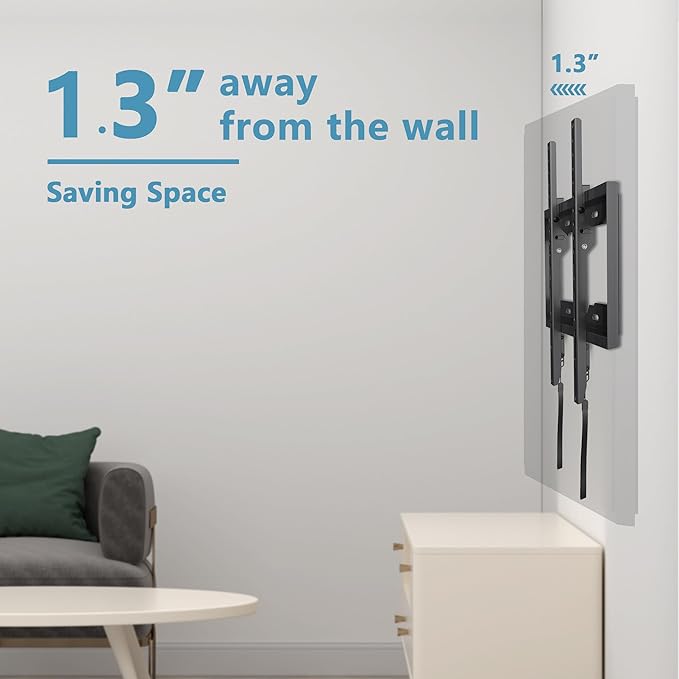Fixed TV Wall Mount for Most 26-60 Inch Screen, Low Profile TV Mount with Quick Release Lock, Ultra Slim Wall Mount Bracket, Max VESA 400x400mm, Holds up to 99 lbs, up to 16”Wood Studs