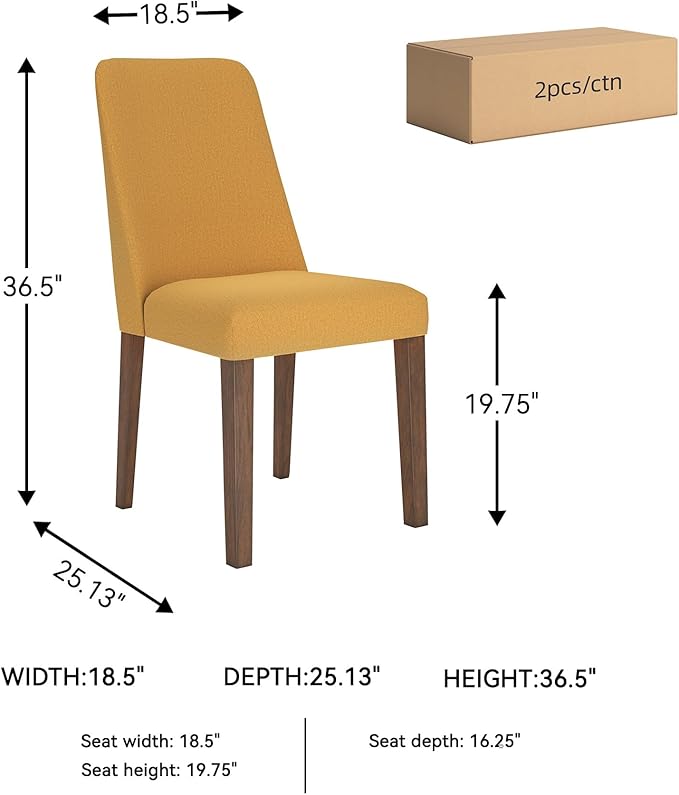 Signature Design by Ashley Lyncott Contemporary Dining Room Upholstered Side Chair with Foam Cushion, 2 Count, Yellow & Brown