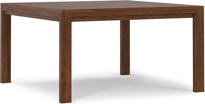 SIMPLIHOME Wilson Square Dining Table, Solid Wood Walnut Veneer, 54-inches Square, Transitional-Style Kitchen Table for up to 8 People