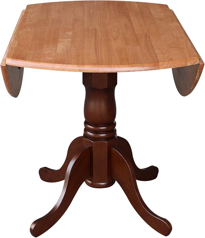 International Concepts Round Dual Drop Leaf Ped Table, Cinnamon/Espresso, 42-Inch