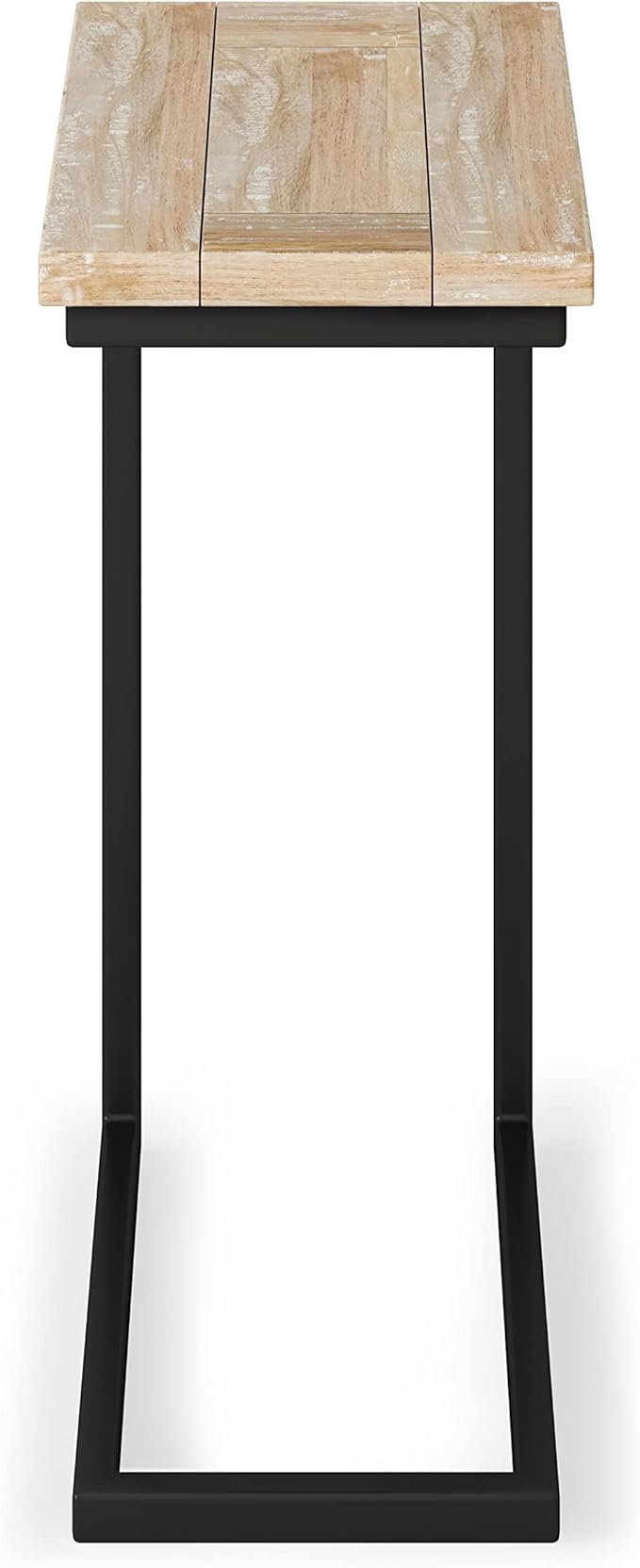 SIMPLIHOME Skyler 18-inch Wide Solid Mango/Metal Industrial C-Shaped End Table in White Wash/Black for Living Room, Office, or Bedroom, Assembled