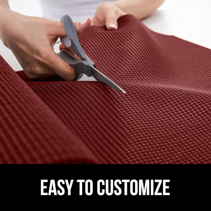 GORILLA GRIP powerGRIP Drawer Shelf and Cabinet Liner, Thick Strong Hold, Non-Adhesive Liners Protect Kitchen Cabinets and Cupboard, Bathroom Drawers, Easy Install, Breathable Mat, 12" x20', Red