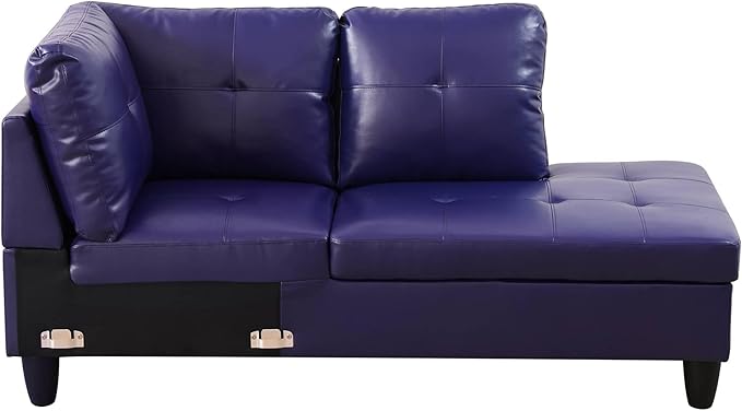 NicBex Sectional Couch 3 Pieces Sofa Set with Left Chaise Faux Leather L Shaped Cloud Couch for Living Room Furniture Sets with Storage Ottoman, Modular Sofa for Living Room & Apartment, Indigo