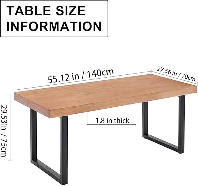 Solid Wood Dining Table Modern Minimalist Durable Stylish for Office and Home Flexible Use as Dining Table or Office Desk Perfect for Kitchen Dining Room Living Room(55*27.5*29.5)