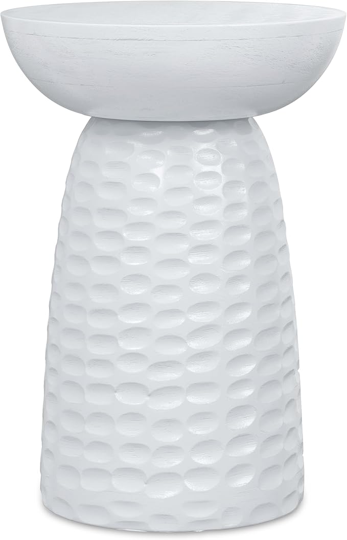 SIMPLIHOME Boyd 13-inch Wide Solid Mango End Table in White, Contemporary-Style Accent Table for Living Room, Bedroom, or Family Room, Assembled
