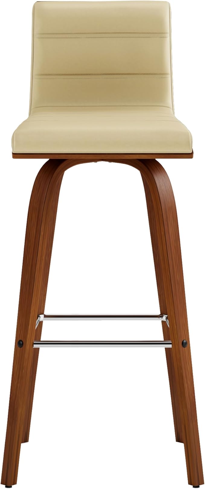 Vienna 30" Swivel Bar Stool in Walnut Wood Finish with Cream Faux Leather - Set of 2