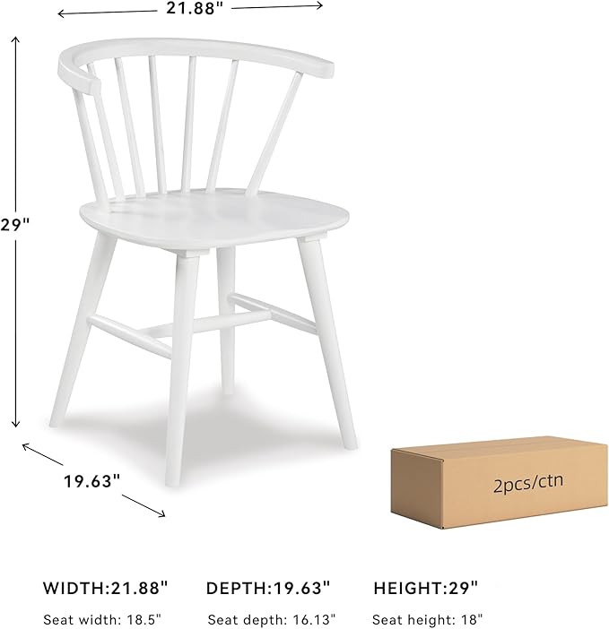 Signature Design by Ashley Grannen Modern 18" Spindle Back Dining Chair, 2 Count, White