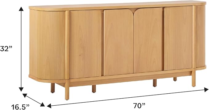 Walker Edison Ezra 70" Curved Sideboard Cabinet - Natural
