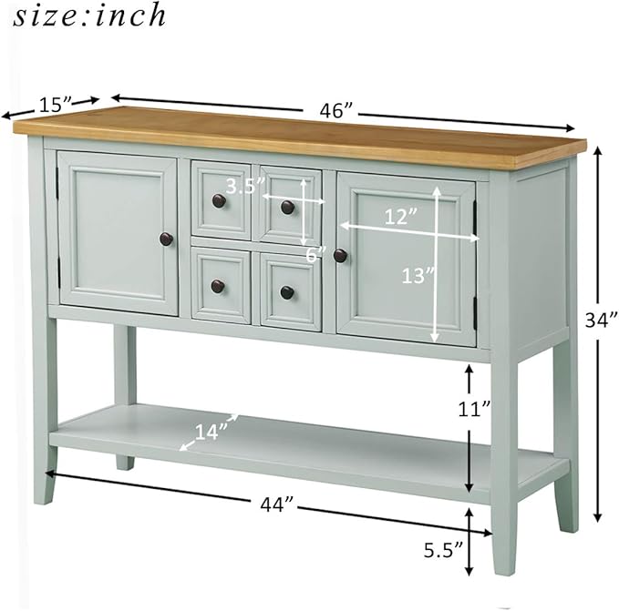 Merax Modern Wood Buffet Sideboard with Drawers and Bottom Shelf Console Table for Living Room Dinning Room Kitchen (Lime White)