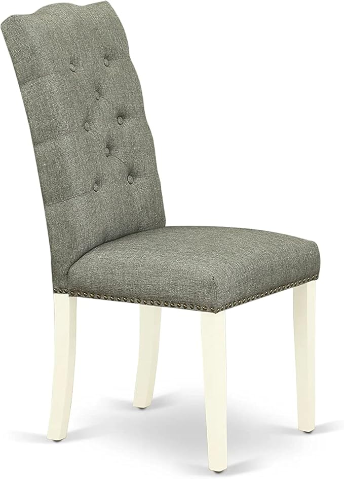 East West Furniture X027EL207-6 6 Piece Dining Set Contains a Rectangle Dining Room Table with X-Legs and 4 Gray Linen Fabric Parson Chairs with a Bench, 40x72 Inch, Multi-Color