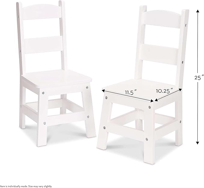 Melissa & Doug Wooden Chairs, Set of 2 - White Furniture for Playroom
