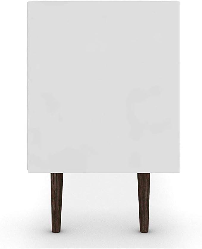 Manhattan Comfort Liberty Mid Century Modern TV Stand for Televisions up to 65 Inches, Bedroom and Living Room Entertainment Center with Storage, Shelves, and Cabinet, 71" Wide, White/Yellow