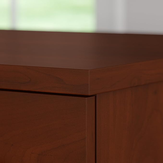 Bush Furniture Somerset 72W 3 Position Sit to Stand L Shaped Desk with Hutch in Hansen Cherry