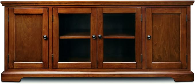 Leick Home 87360 TV Stand with Enclosed Storage For 65" TV's, Westwood Brown Cherry